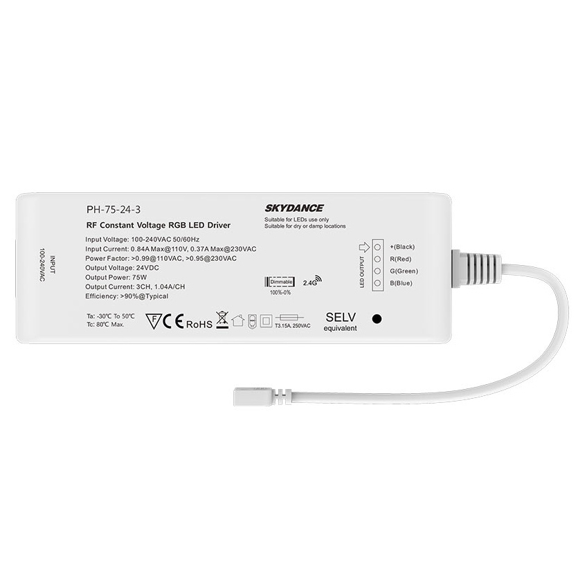 24V 75W 3CH  RF Dimmable LED Driver PH-75-24-3